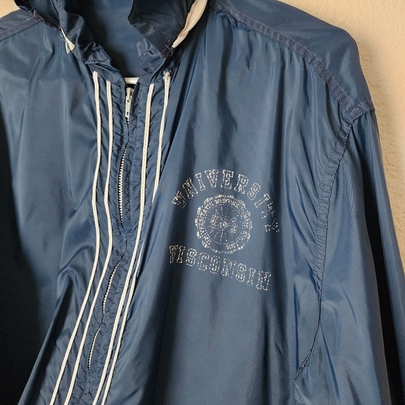 VINTAGE x UNIVERSITY OF WISCONSIN 70s nylon windbreaker in Navy XL‎ - Picture 4 of 11